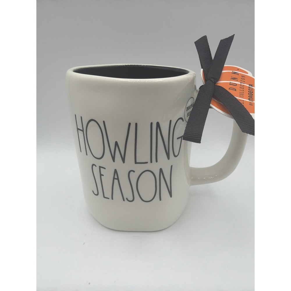 Rae Dunn HOWLING SEASON Halloween Dog Ghost Mug Black Interior